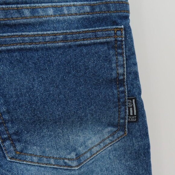 Phat Farm Boys 6 Skinny Fit Moto Motorcycle Jeans Distressed Patches Blue Denim - Picture 7 of 12